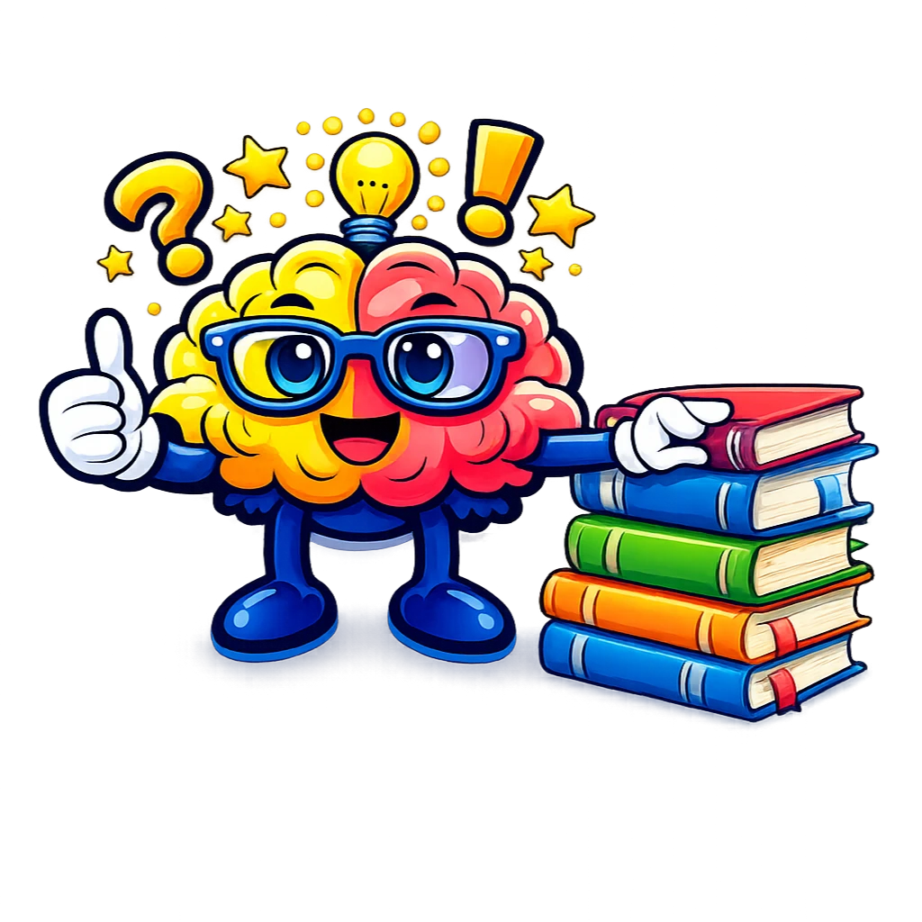 cartoon image of a brain reading