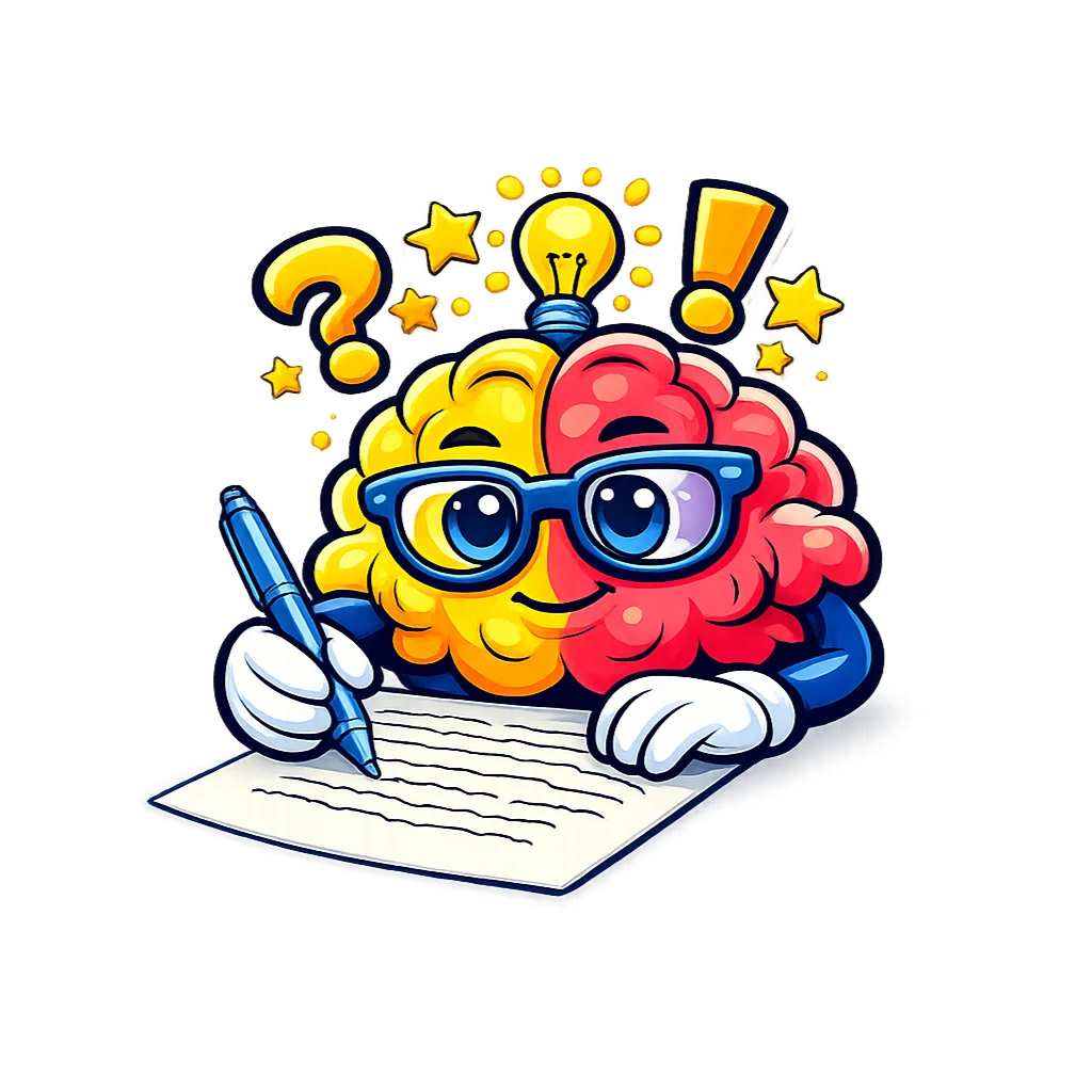 cartoon image of a brain studying